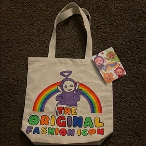 Teletubbies Tote Bag with Rainbow Design Tinky Winky Pride Canvas NEW